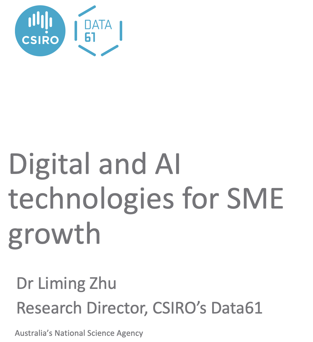 Talk at Innovate to Grow: Digital and AI Technologies for SME Growth